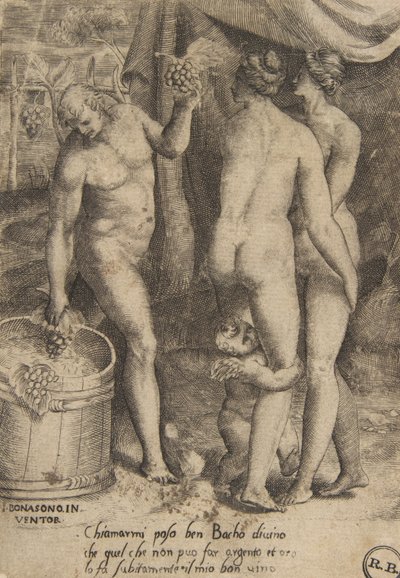 Bacchus ger druvor till kvinnor, från 