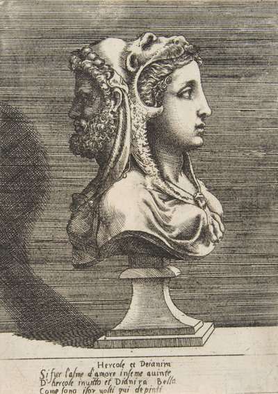 Byst av Hercules och Dejanira, ca. 1531-76. av Giulio Bonasone