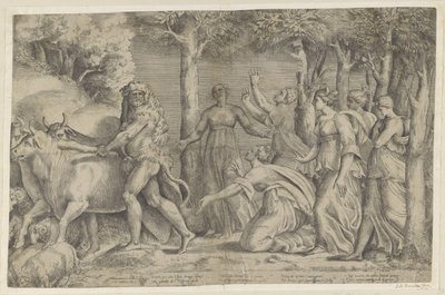 Hercules rånar Geryons boskap av Giulio Bonasone