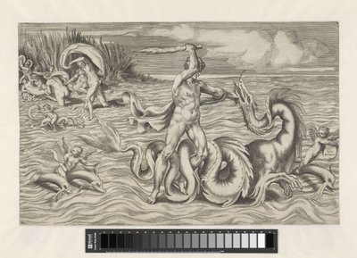 Hercules brottas med Achelous av Giulio Bonasone