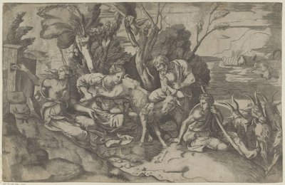 Jupiter diades av geten Amalthea av Giulio Bonasone