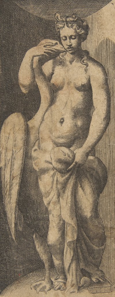 Leda och svanen, ca 1531-76. av Giulio Bonasone