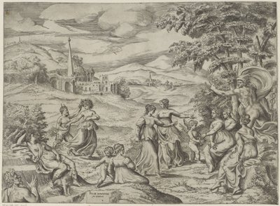 Mercury berättar historien om Pan och Syrinx av Giulio Bonasone