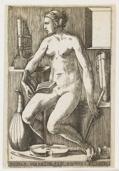 Musica Musica inventor fuit Orpheus et Linus (titel på objekt) The Seven Liberal Arts (serietitel) av Giulio Bonasone