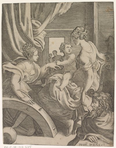 Mystiska äktenskap av Saint Catherine av Giulio Bonasone