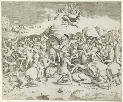 Slaget vid Milvian Bridge av Giulio Bonasone