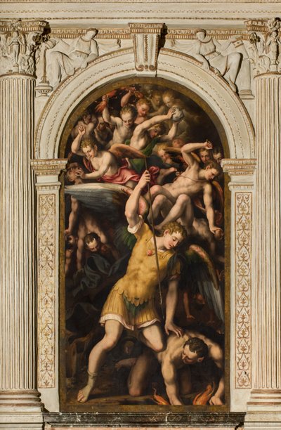 Norra tvärskeppet, ärkeängelns altare, ärkeängeln Mikael dödar den onde, Giulio Campi 1566 av Giulio Campi