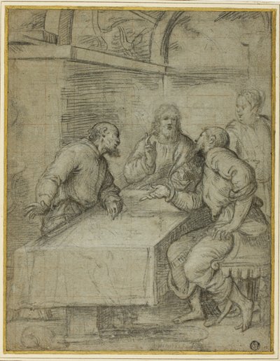 Studera för nattvarden i Emmaus av Giulio Campi