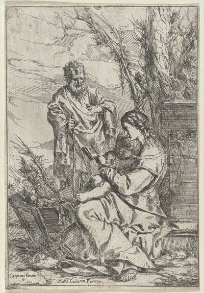 Heliga familjens läsning med Maria av Giulio Carpioni (I)