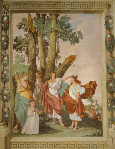 Kröning av nymfen Amaryllis, vinnare av loppet av Giulio Carpioni