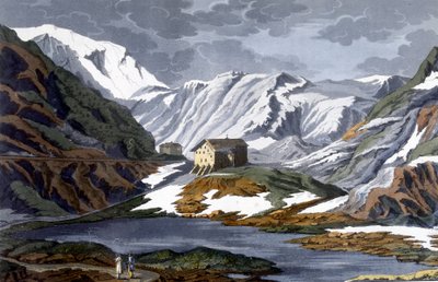 Hospice du grand Saint-Bernard i Schweiz - i "" Den antika och moderna kostymen"" av Ferrario, red. Milano av Giulio Ferrario