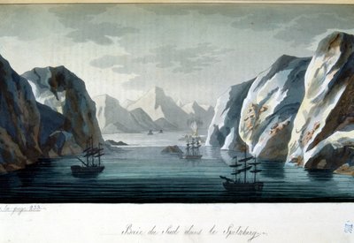 Southern Bay i Spitzberg, Norge - i "" Den gamla och moderna kostymen"" av Jules Ferrario, red. Milano av Giulio Ferrario