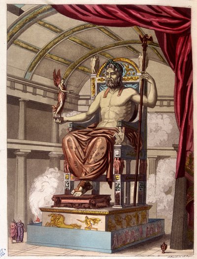 Staty av Jupiter (Zeus) - i "" Den gamla och moderna kostymen"" av Ferrario, ed. Milano av Giulio Ferrario