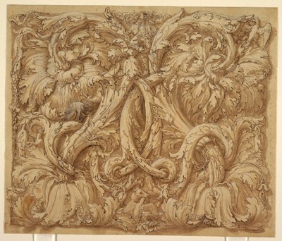 動物と鳥を描いたアカンサス リンソーのデザイン スウェーデン語 av Giulio Romano