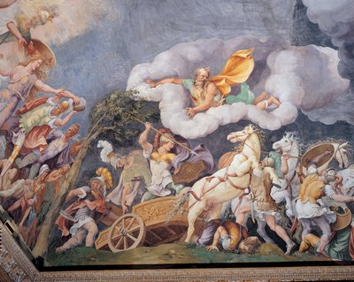 Diomedes dödar Tydeus, Phineus och Pandarus av Giulio Romano