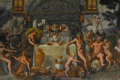 Freskdetalj från Chamber of Amor and Psyche, 1526-1534 av Giulio Romano
