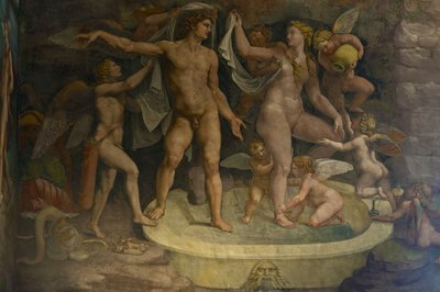 Freskdetalj från Chamber of Amor and Psyche, 1526-1534 av Giulio Romano