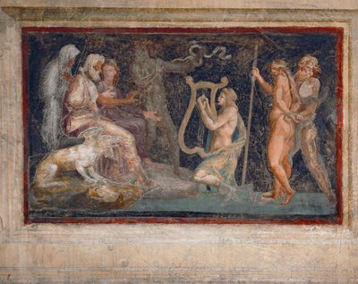 Mytologisk scen (fresco) av Giulio Romano