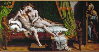 The Lovers (målning på duk) av Giulio Romano