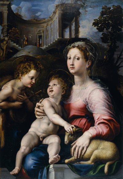 Madonna med barnet och Johannes Döparen av Giulio Romano