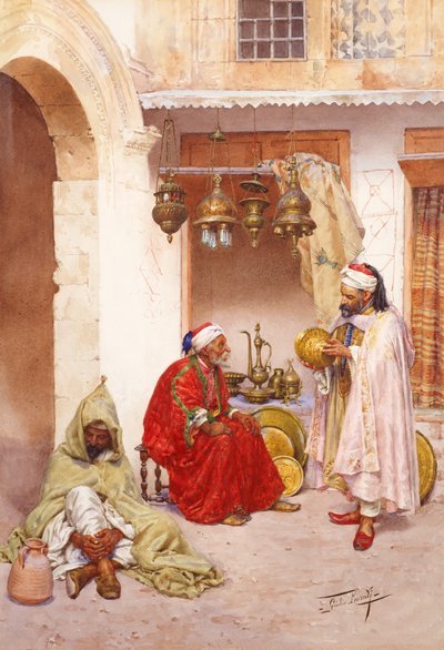 In the Souk (akvarell och blyerts på papper) av Giulio Rosati