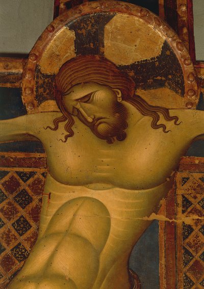Kristi huvud, detalj av 1200-talets krucifix (målning) av Giunta Pisano