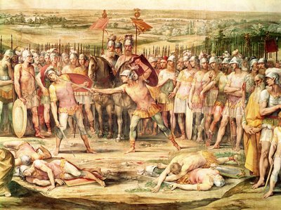 Slaget mellan Horatii och Curiatii (fresk) av Giuseppe Cesari