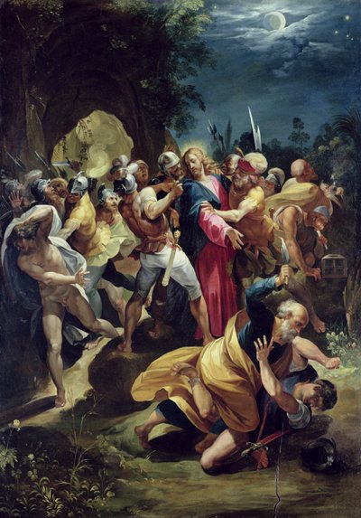 The Arrest of Christ, ca 1590-talet (olja på panel) av Giuseppe Cesari