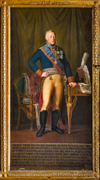 Porträtt av Niccolo Filangeri, kungarikets generallöjtnant (olja på duk) av Giuseppe (school of) Patania