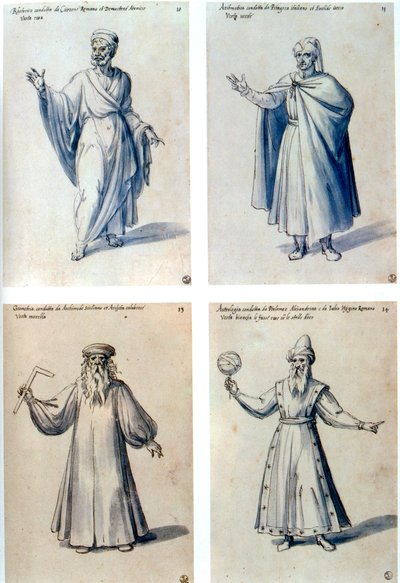 Kostymdesign för klassiska figurer, 1500-tal av Giuseppe Arcimboldi