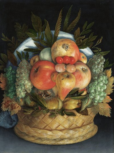 Reversibelt antropomorft porträtt av en man som består av frukt av Giuseppe Arcimboldo