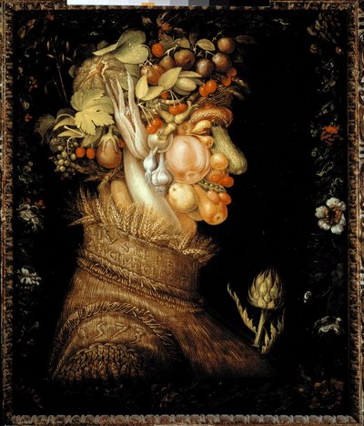 Sommar (olja på duk av Giuseppe Arcimboldo