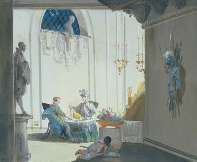 Don Juan och befälhavaren: Banketten (akvarell) av Giuseppe Bernardino Bison