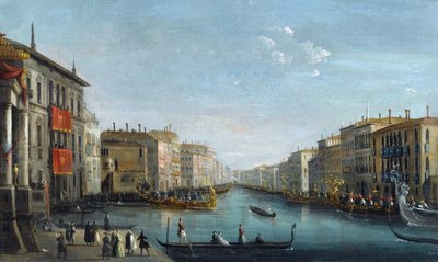 Utsikt över Canal Grande från Palazzo Balbi med utsikt mot Rialtobron med en regatta av Bison, Giuseppe Bernardino (1762-1844). Olja på duk, storlek: 48,9x81,9, av Giuseppe Bernardino Bison