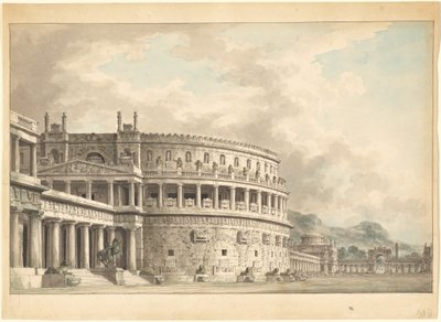 Arkitektonisk fantasi om ett magnifikt forntida mausoleum av Giuseppe Borsato