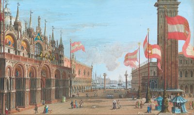 Utsikt över Markusplatsen, Venedig, med Palazzo Ducale och Campanile, 1828 av Giuseppe Borsato