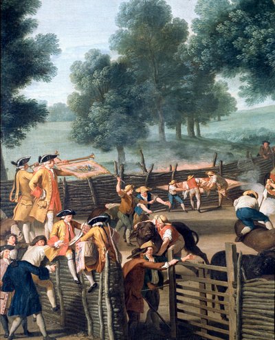 Boskapsmärkning nära Rom. Aristokraternas allmänhet, detalj (målning av Giuseppe Bottani