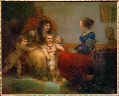 Cornelie, mere des Gracques - Cornelia, Gracchis moder med sina söner Tiberius och Gaius och sin dotter Sempronia ... av Giuseppe Cades