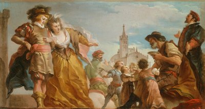 Mötet mellan Gautier, greve av Antwerpen, och hans dotter, Violante av Giuseppe Cades