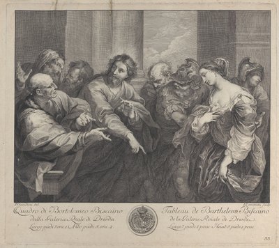 Kristus och kvinnan tagen i äktenskapsbrott, 1750-57. av Giuseppe Camerata