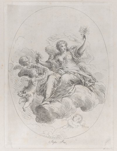 Allegorisk figur på ett moln med putti, efter Stefano Pozzi, ca. 1745-1802. av Giuseppe Canale