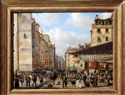 Les Halles och rue de la Tonnellerie 1828: utsikt över Paris på 1800-talet. Målning av Giuseppe Canella (1788-1847) av Giuseppe Canella