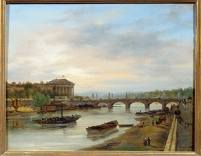 Palais Bourbon och Pont Louis XVI (Pont de la Concorde) sett från Quai des Tuileries i Paris. Målning av Giuseppe Canella (1788-1847) EC.ITAL. av Giuseppe Canella