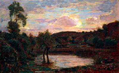 Solnedgång i Engadine, av Giuseppe Carozzi (1864-1938) av Giuseppe Carozzi
