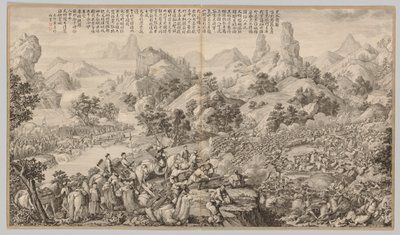Breaking Through the Siege at Hesui: från Battle Scenes of the Quelling of Rebellions..., ca. 1765-17 av Giuseppe Castiglione
