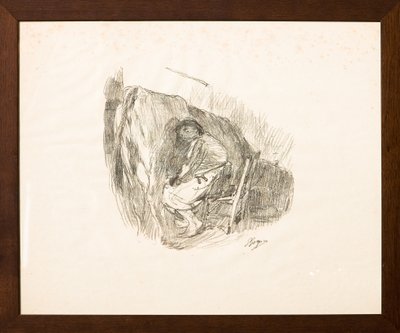 Mjölkningen (litografi) av Giuseppe Graziosi
