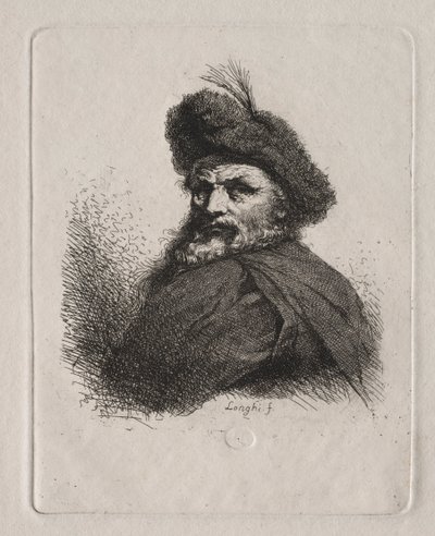 Byst av en man med en pälsmössa. av Giuseppe Longhi