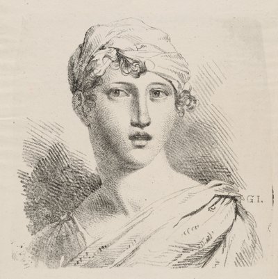 Byst av en ung kvinna med turban av Giuseppe Longhi