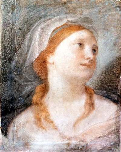 Studie av huvudet på en ung kvinna med rött hår av Giuseppe Maria (circle of) Crespi