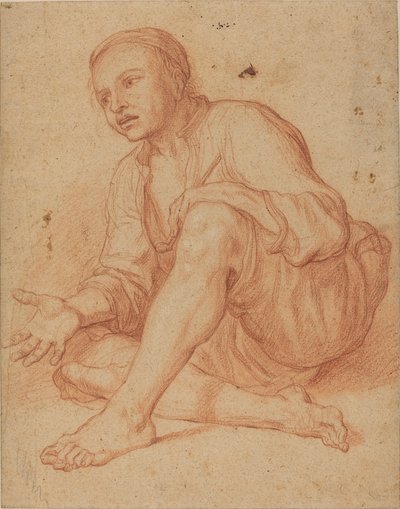 Ung bonde som sitter på marken [recto] av Giuseppe Maria Crespi